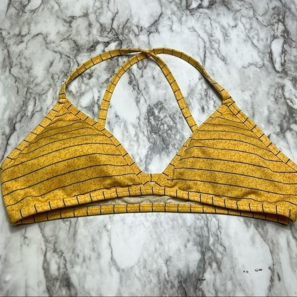 IJak Yellow Striped Triangle Criss Cross Back Bralette Bra - Picture 1 of 7